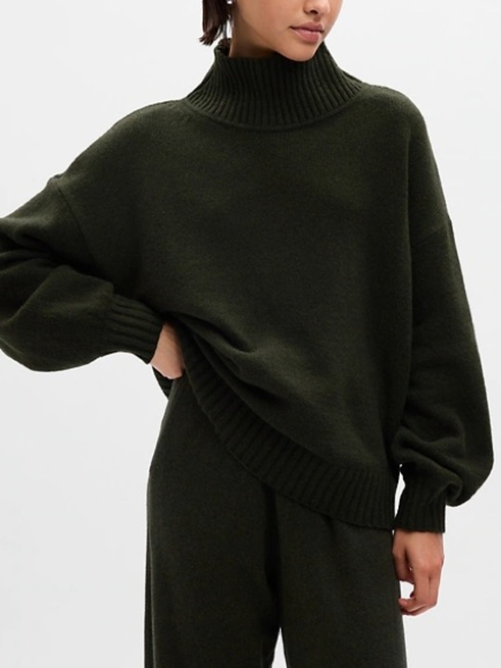 Gap Olive Green CashSoft Mockneck Sweater size medium - Picture 1 of 7
